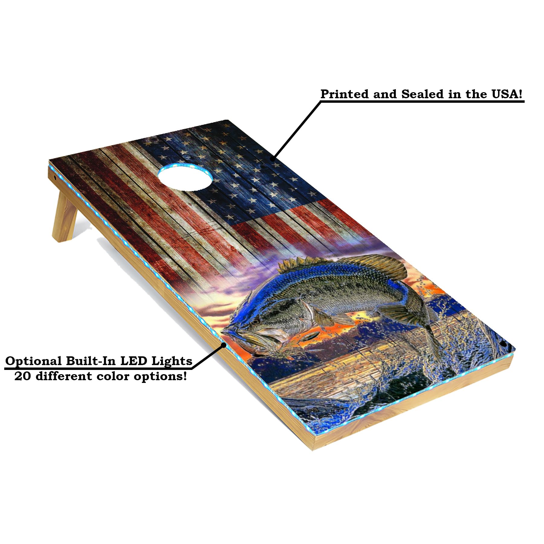 Tailgating Pros Cornhole Board Set w/Bean Bags and Carrying Case - 4'x2' Corn Hole Toss - Tournament and Lightweight Options - Optional LED Lights