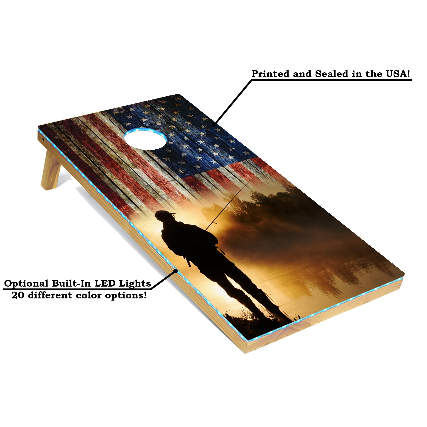 Tailgating Pros Cornhole Board Set w/Bean Bags and Carrying Case - 4'x2' Corn Hole Toss - Tournament and Lightweight Options - Optional LED Lights