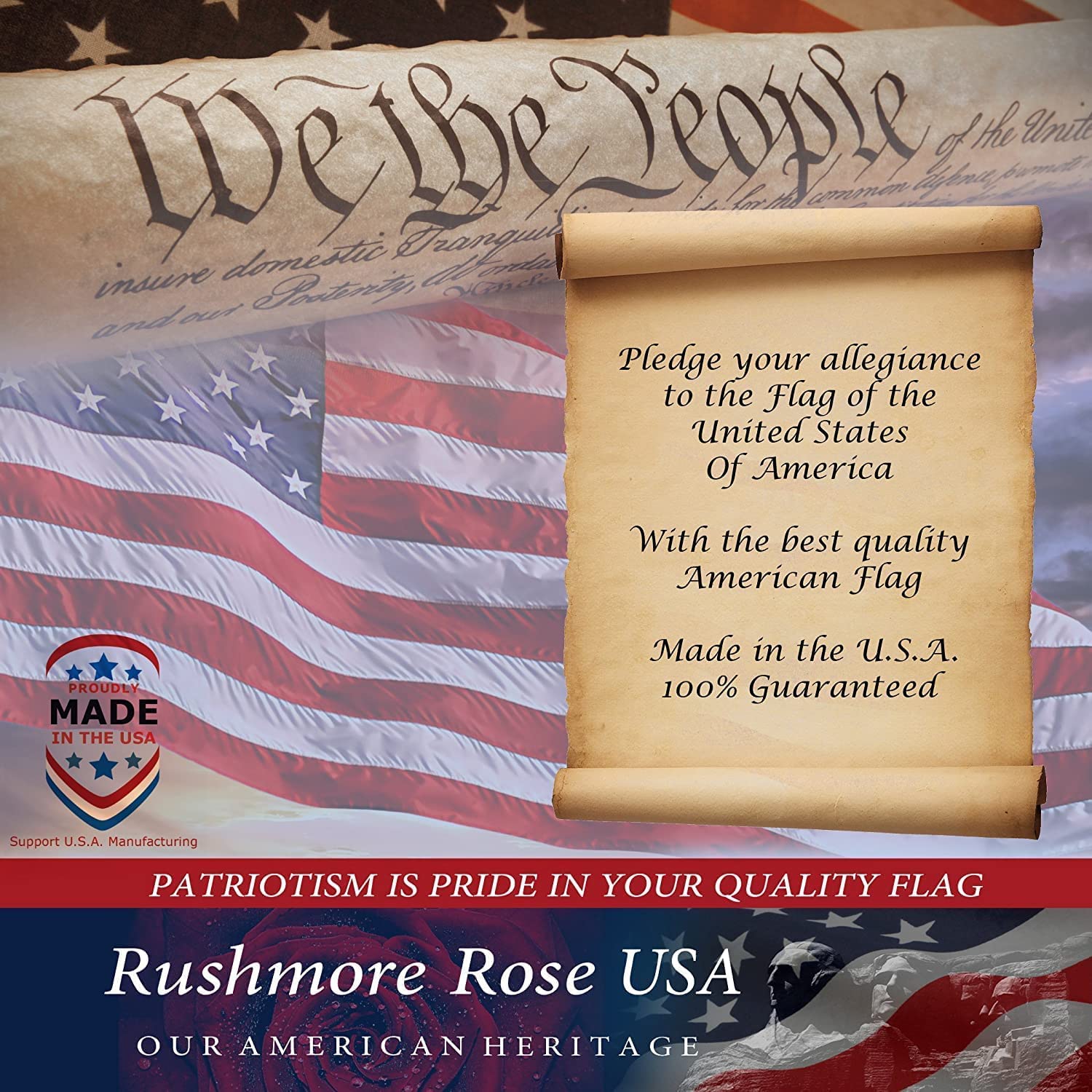 American Flag Made in USA | American Flags for Outside 3X5 | Premium US Flag 3X5 Heavy Duty Outdoor with Embroidered Stars and Sewn Stripes.