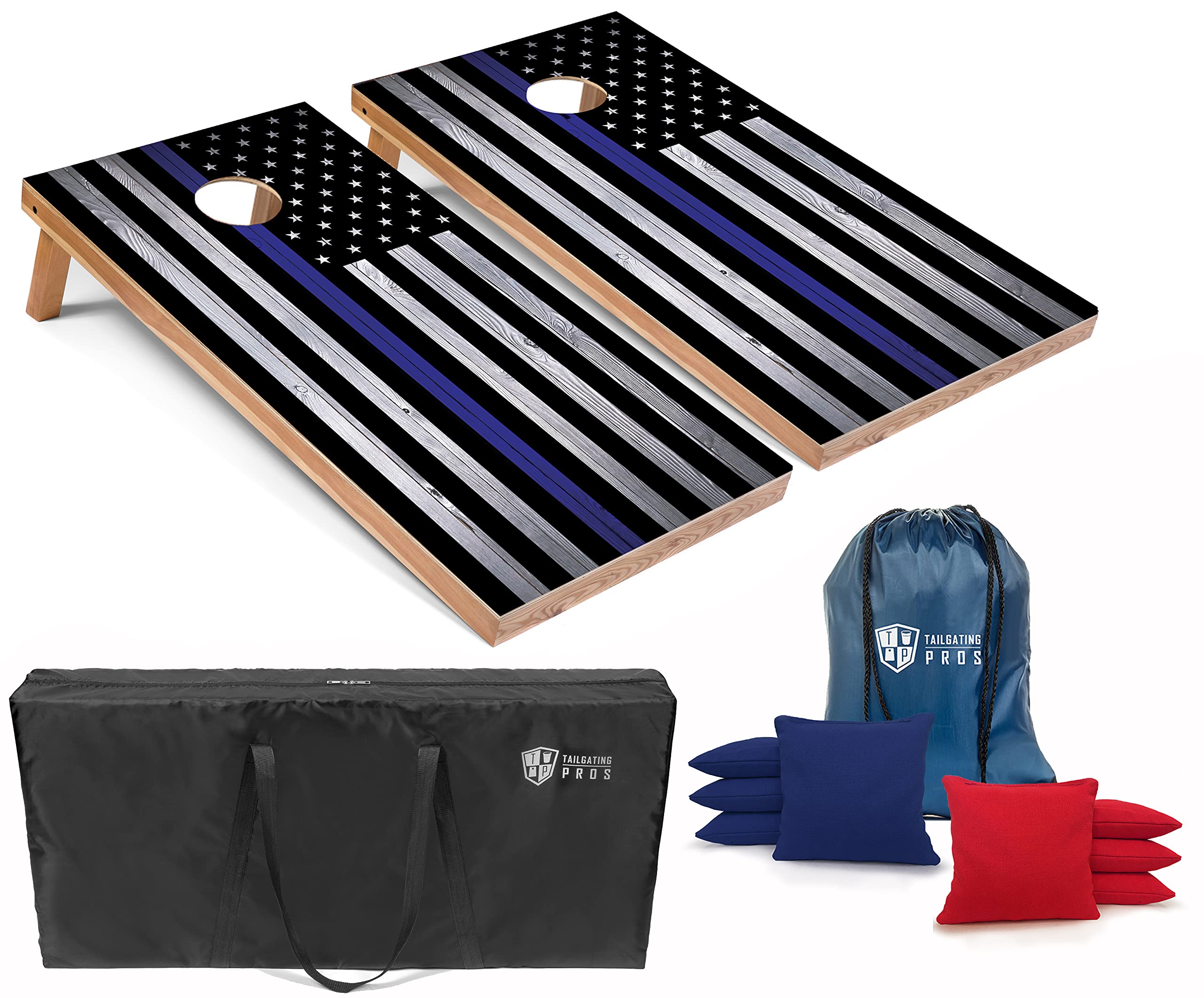 Tailgating Pros Cornhole Board Set w/Bean Bags and Carrying Case - 4'x2' Corn Hole Toss - Tournament and Lightweight Options - Optional LED Lights