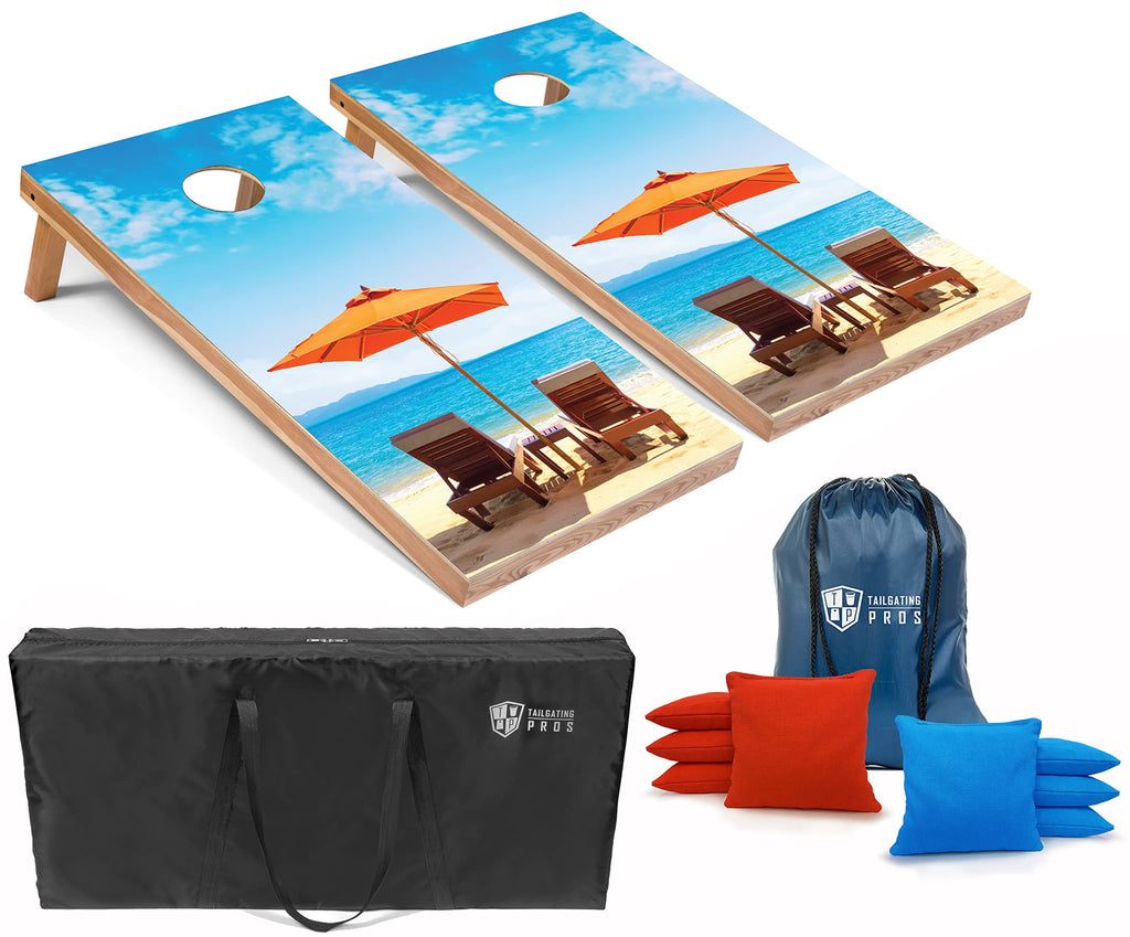 Tailgating Pros Cornhole Board Set w/Bean Bags and Carrying Case - 4'x2' Corn Hole Toss - Tournament and Lightweight Options - Optional LED Lights