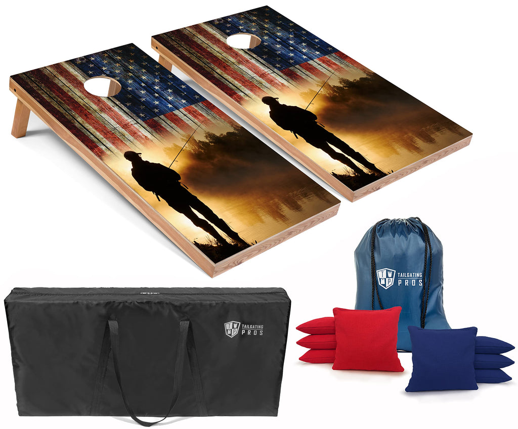 Tailgating Pros Cornhole Board Set w/Bean Bags and Carrying Case - 4'x2' Corn Hole Toss - Tournament and Lightweight Options - Optional LED Lights