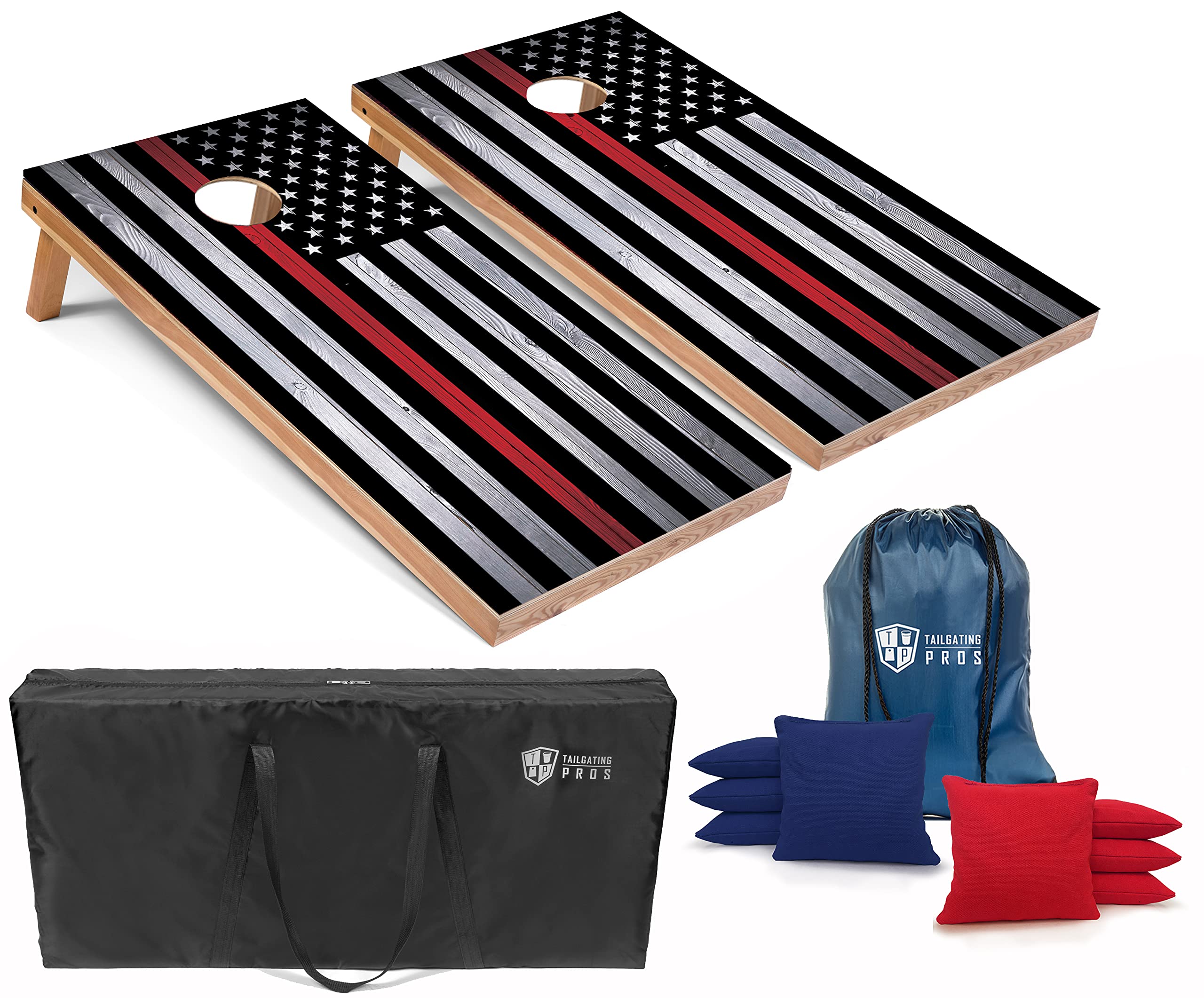 Tailgating Pros Cornhole Board Set w/Bean Bags and Carrying Case - 4'x2' Corn Hole Toss - Tournament and Lightweight Options - Optional LED Lights