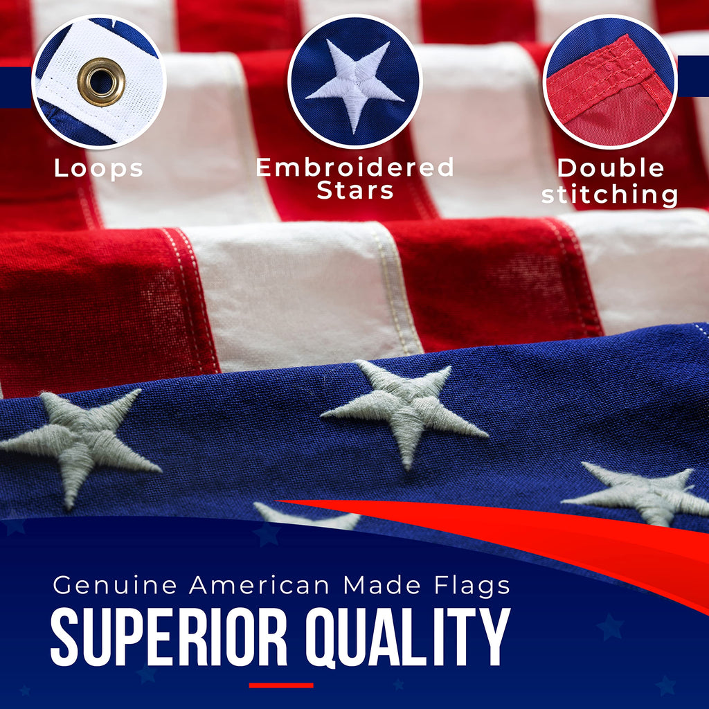 American Flag Made in USA | American Flags for Outside 3X5 | Premium US Flag 3X5 Heavy Duty Outdoor with Embroidered Stars and Sewn Stripes.