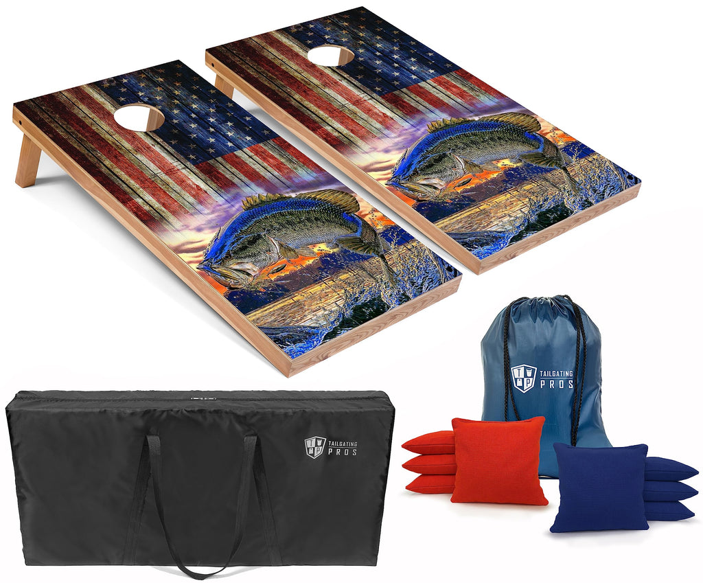 Tailgating Pros Cornhole Board Set w/Bean Bags and Carrying Case - 4'x2' Corn Hole Toss - Tournament and Lightweight Options - Optional LED Lights