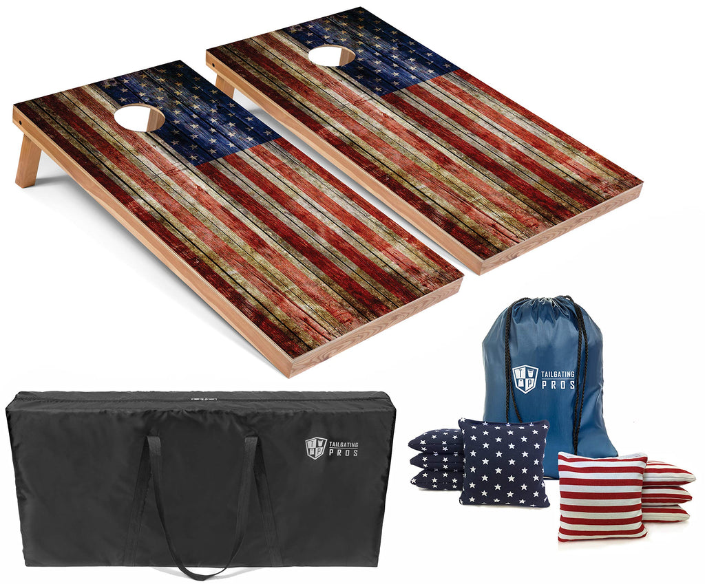 Tailgating Pros Cornhole Board Set w/Bean Bags and Carrying Case - 4'x2' Corn Hole Toss - Tournament and Lightweight Options - Optional LED Lights