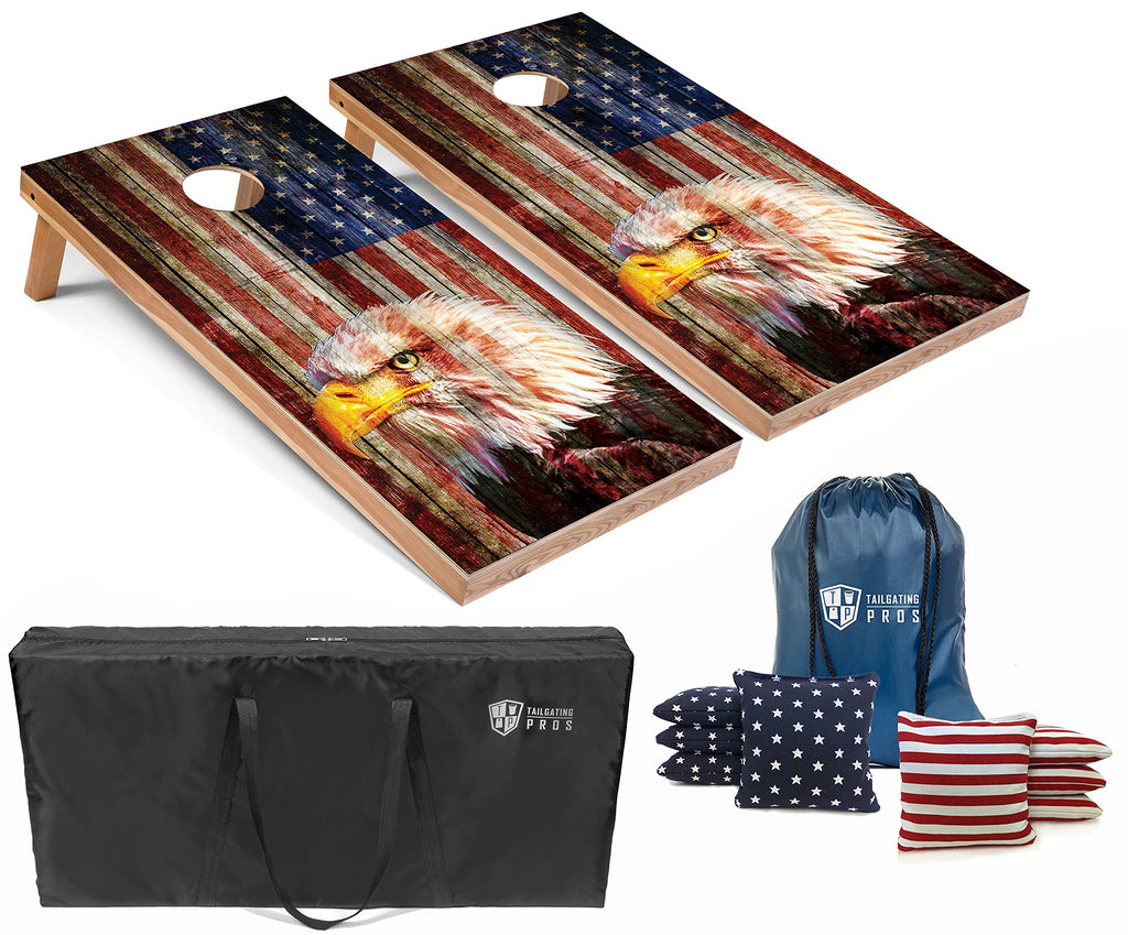 Tailgating Pros Cornhole Board Set w/Bean Bags and Carrying Case - 4'x2' Corn Hole Toss - Tournament and Lightweight Options - Optional LED Lights
